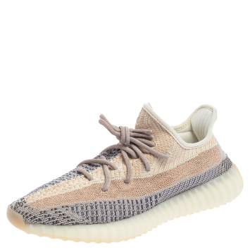 Pre Owned Yeezy x adidas Multicolor Knit Fabric Boost 350 V2 Ash Pearl Sneakers Size 44 2/3