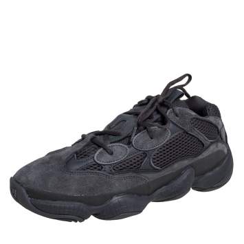 Pre Owned Yeezy x Adidas Black Mesh, Suede And Leather 500 Utility Black Sneakers Size 43 1/3