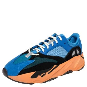 Pre Owned Yeezy x Adidas Multicolor Mesh And Suede Boost 700 Bright Blue Sneakers Size 44 2/3