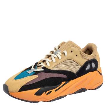 Pre Owned Yeezy x Adidas Multicolor Mesh And Suede Boost 700 Enflame Amber Sneakers Size 42