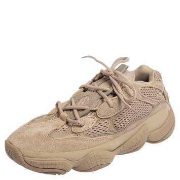 Pre Owned Yeezy x Adidas Beige Mesh And Suede 500 Taupe Light Sneakers Size 42 2/3