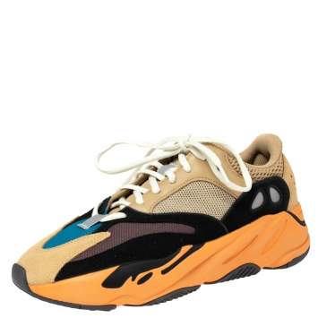 Pre Owned Yeezy x Adidas Multicolor Mesh And Suede Boost 700 Enflame Amber Sneakers Size 42