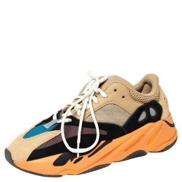 Pre Owned Yeezy x Adidas Multicolor Mesh And Suede Boost 700 Enflame Amber Sneakers Size 40 2/3