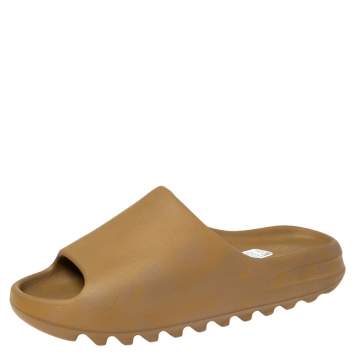 Pre Owned Yezzy X Adiddas Brown Rubber Pure Slides Size 44.5 