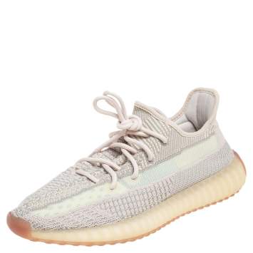 Pre Owned Yeezy x Adidas Beige Cotton Knit Boost 350 V2 Sneakers Size 44