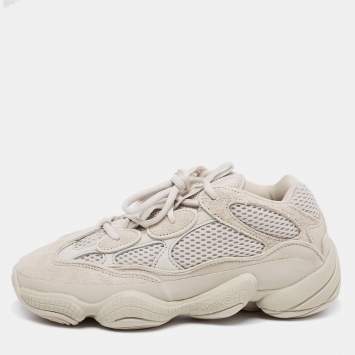 Pre Owned Yeezy x Adidas Blush White Suede And Mesh Yeezy 500 Lace Up Sneakers Size 38