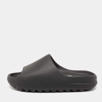 Pre Owned Yeezy x Adidas Black Rubber 'Onyx' Slide Sandals Size 43
