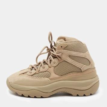 Pre Owned Yeezy x Adidas Brown Suede and Mesh DSRT BT Desert Boots Size 38 2/3