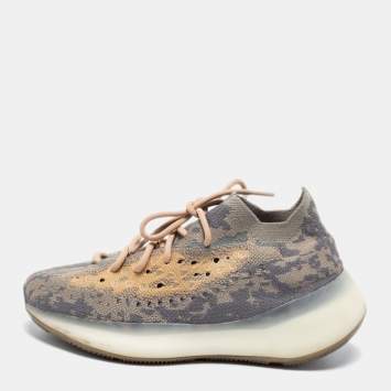 Pre Owned Yeezy x Adidas Beige Knit Fabric Yeezy Boost 380 Mist Sneakers Size 40