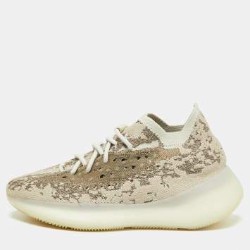 Pre Owned Yeezy x Adidas Beige/Brown Knit Fabric Yeezy Boost 380 Pyrite Sneakers Size 41 1/3