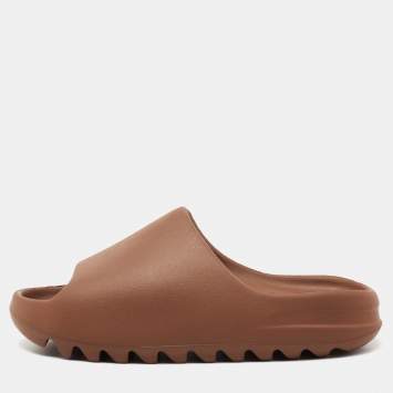 Pre Owned Yeezy x Adidas  Brown Rubber Ochre Slides  Size 43