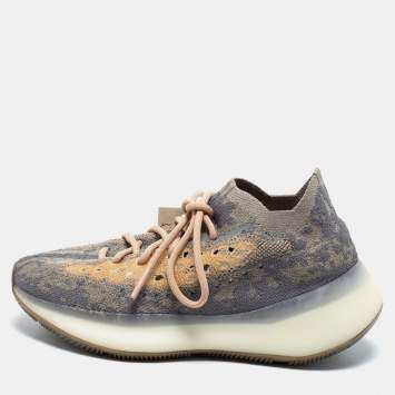 Pre Owned Yeezy x Adidas Beige/Grey Knit Fabric Boost 380 Mist Low Top Sneakers 38 2/3