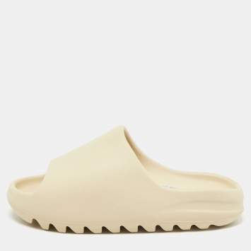 Pre Owned Yeezy x Adidas Cream Rubber Bone Slides Size 42