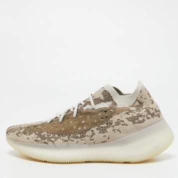 Pre Owned Yeezy x adiddas Grey/Brown Knit Fabric Boost 380 Sneakers Size 46 2/3