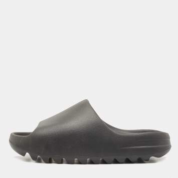 Pre Owned Yeezy x adidas Black Rubber Onyx Flat Slides Size 42