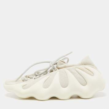 Pre Owned Yeezy x Adidas Cream Knit Fabric 450 Cloud White Sneakers Size 38