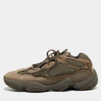 Pre Owned Yeezy x Adidas Two Tone Mesh and Suede Yeezy 500 Clay Brown Sneakers Size 41 1/3