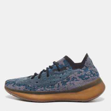 Pre Owned Yeezy x Adidas Blue Knit Fabric Boost 380 Covellite Sneakers Size 47 1/3