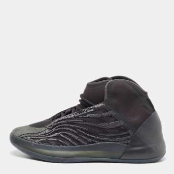 Pre Owned Yeezy x Adidas Black Mesh and Neoprene QNTM Onyx Sneakers Size 47 1/3