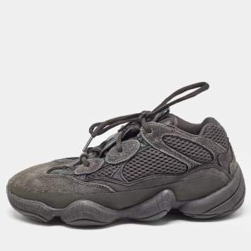 Pre Owned Yeezy x Adidas Black Suede and Mesh 500 Utility Black Sneakers Size 37 1/3