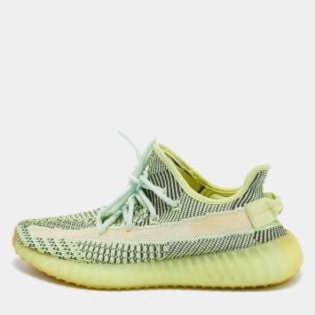 Pre Owned Yeezy x adidas Green/Black Knit Fabric boost 350 v2 Yeezreel Sneakers Size 40