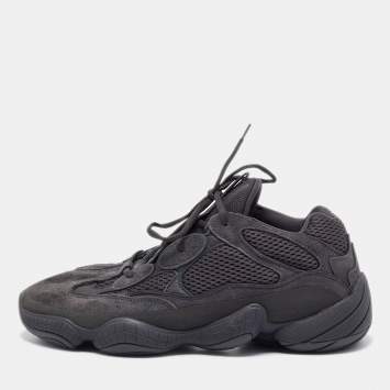 مملوكة مسبقًا Yeezy x Adidas Black Suede and Mesh 500 Utility Sneakers Size 46