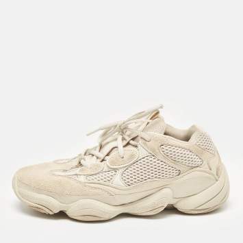 Pre Owned Yeezy x Adidas Grey Mesh and Suede Yeezy 500 Lace Up Sneakers 41 1/3