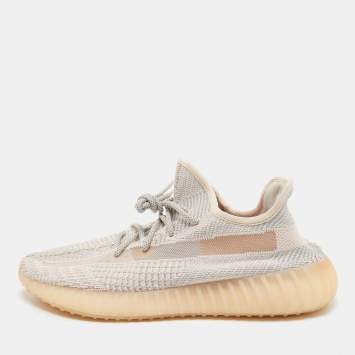 Pre Owned Yeezy x Adidas Pink Knit Fabric Boost 350 V2 Synth (Non Reflective) Sneakers Size 46