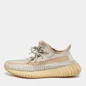 Pre Owned Yeezy x Adidas Grey Knit Fabric Boost 350 V2 Lundmark (Non Reflective) Sneakers Size 36