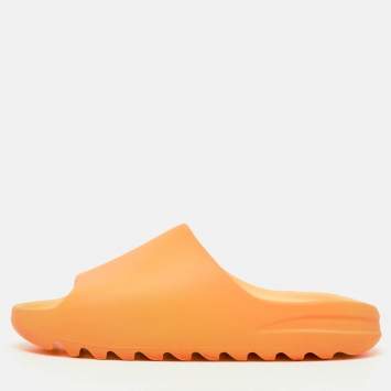 Pre Owned Yeezy x Adidas Orange Rubber Slide Sandals Size 46