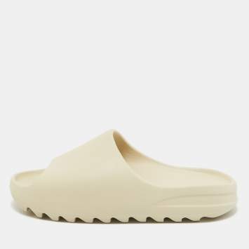 Pre Owned Yeezy x Adidas Cream Rubber Bone Slides Size 44