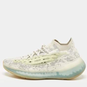 Pre Owned Yeezy x Adidas Tricolor Knit Fabric Boost 380 Alien Blue Sneakers 44 2/3