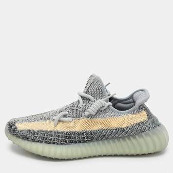 Pre Owned Yeezy x Adidas Multicolor Knit Fabric Boost 350 V2 'Ash Blue' Low Top Sneakers Size 40 2/3