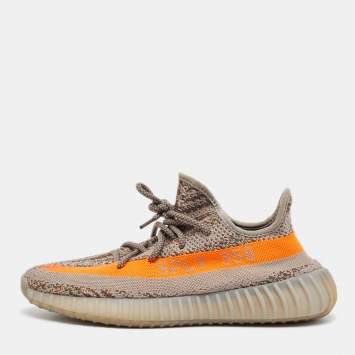 Pre Owned Yeezy x Adidas Multicolor Knit Fabric Boost 350 V2 Lace Up Sneakers Size 43.5