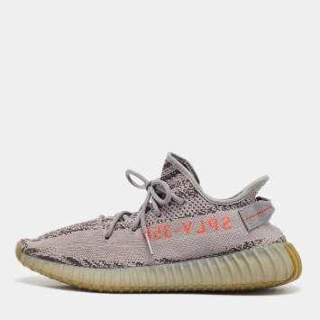 مملوكة مسبقًا Yeezy x Adidas Grey Knit Fabric Boost 350 V2 Beluga 2.0 Sneakers Size 44