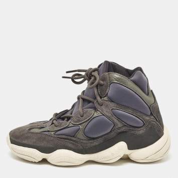 Pre Owned Yeezy x Adidas Grey Neoprene and Suede Yeezy 500 Slate High Top Sneakers Size 40