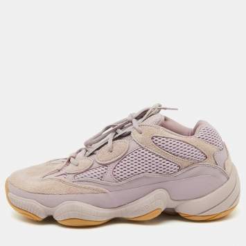 Pre Owned Yeezy x Adidas Pink Suede and Mesh Yeezy 500 Soft Vision Sneakers Size 45 1/3