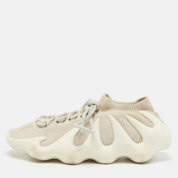 Pre Owned Yeezy x Adidas Off White Knit Fabric 450 Cloud White Sneakers Size 39 1/3