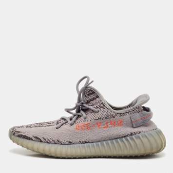 Pre Owned Yeezy x Adidas Grey Knit Fabric Boost 350 V2 Beluga 2.0 Sneakers Size 44