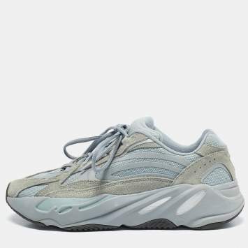Pre Owned Yeezy x Adidas Blue Canvas and Suede Boost 700 V2 Hospital Blue Sneakers Size 42.5