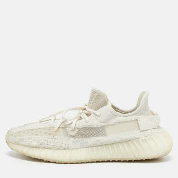 Yeezy x Adidas Off White Knit Fabric Boost 350 V2 Bone Sneakers Size 44 1/3