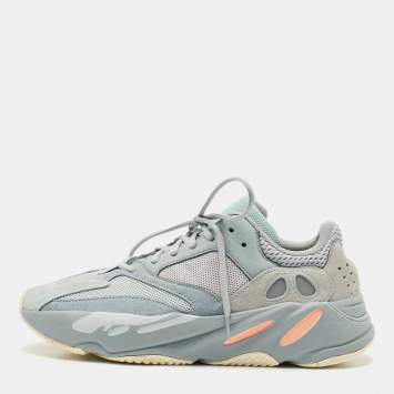 Yeezy x Adidas Grey/Blue Suede and Mesh Boost 700 Inertia Sneakers Size 44