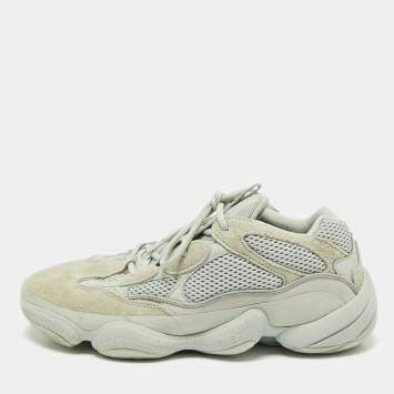 Pre Owned Yeezy x Adidas Grey Leather and Mesh 500 Salt Sneakers Size 46 2/3