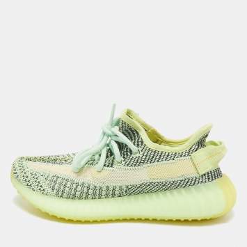 Yeezy x Adidas Neon Green Knit Fabric Boost 350 V2 Yeezreel (Reflective) Sneakers Size 36