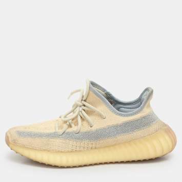 Yeezy x Adidas Light Beige Knit Fabric Boost 350 V2 Linen Sneakers Size 40