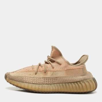 Yeezy x Adidas Brown Knit Fabric Boost 350 V2 Sand Taupe Sneakers Size 44 2/3