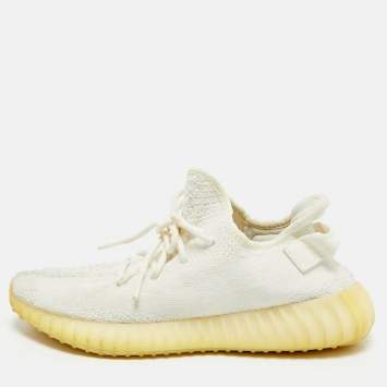 Yeezy x Adidas  White Knit Fabric Boost 350 V2 White  Sneakers Size 43 1/3