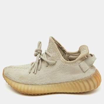 Yeezy x Adidas Grey Knit Fabric Boost 350 V2 Sesame Sneakers Size 36 2/3