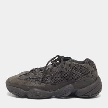 Pre Owned Yeezy x Adidas Black Mesh and Suede 500 Utility Black Sneakers Size 38