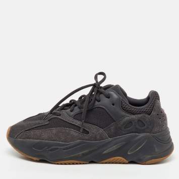 Pre Owned Yeezy x Adidas Black Suede and Mesh Boost 700 Utility Black Sneakers Size 42